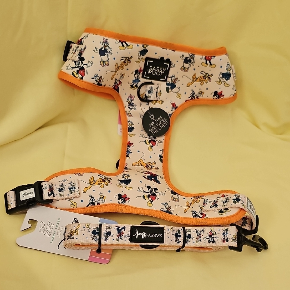 Orange Trim Disney Print Dog Harness